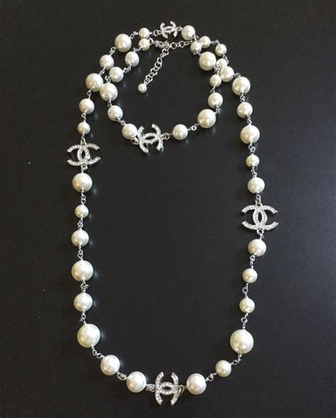 silver classic chanel necklace|Chanel necklace online store.